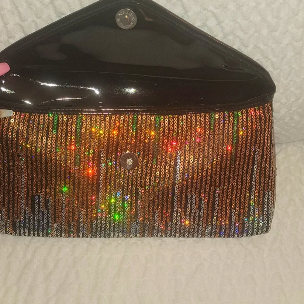 Vintage Green and Gold Sequin Envelope Clutch